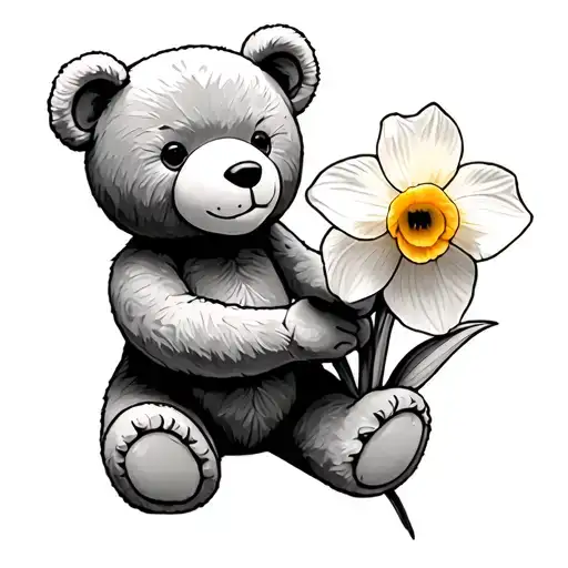 Daffodil Teddy Bear Holding