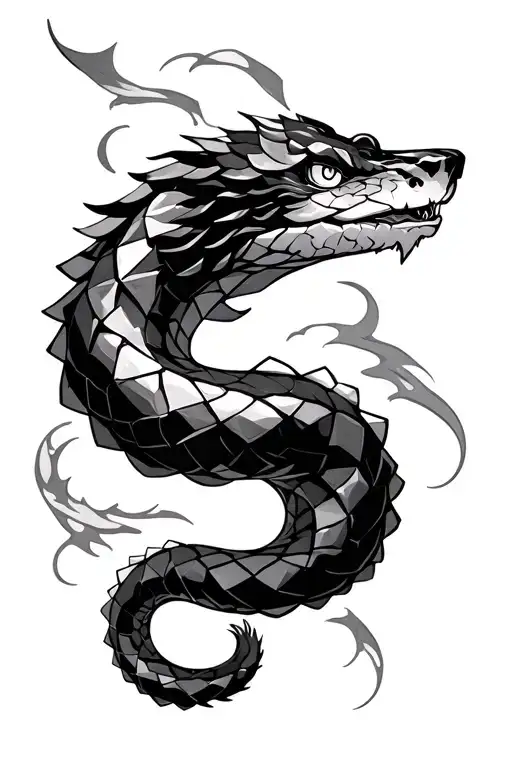 Naruto Snake Tattoo Done Is A Geometric Style With Some Of The Scales On The Snake As Waves