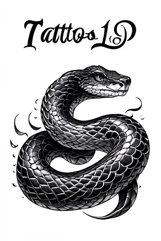 Snake Tattoo Done Is A Geometric Style With Some Of The Scales On The Snake As Waves