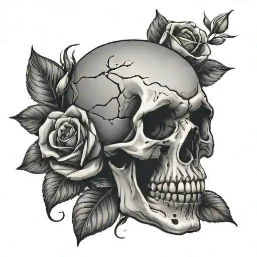 Skull With Roses Growing
