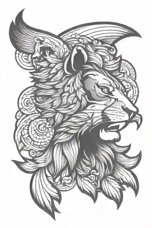 Lion Head Tattoo Holding