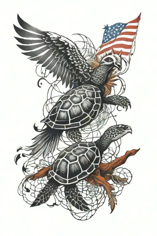Sleeve Sea Turtle Spider Web Red Eyes Dream Catcher American Flag Nature Eagle Bible