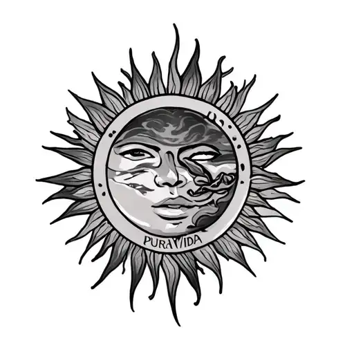 Pura Vida With A Sun Out The Top Of It