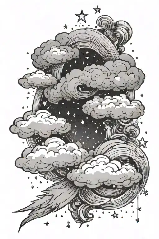 A Cloud Half Sleeve With Stars And Some Space
