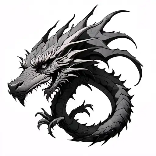 Make A Tattoo Sketch In Oldskul A Winding Dragon