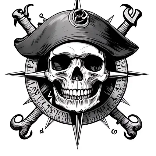 Compass Rose Pirate Skull