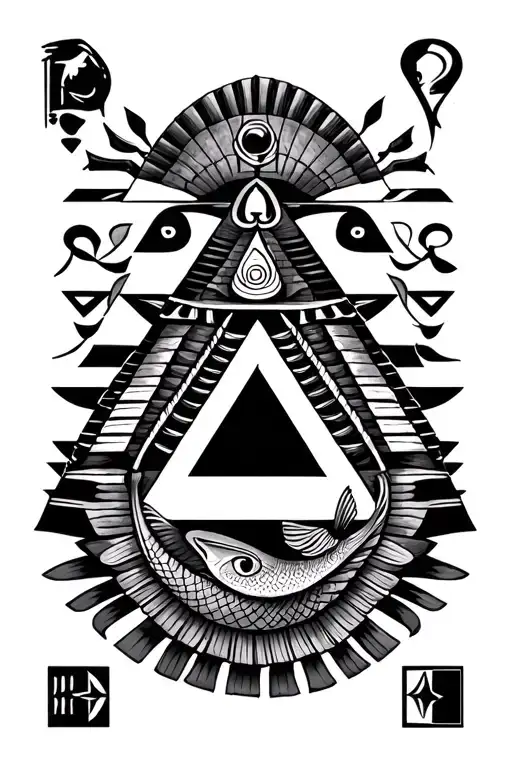 Triangle And Symbol Fish And Other Egyptian Symbols Composition