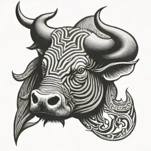 Asian Water Buffalo Tribal Inspired Tattoo Head Only Wickedness Evil