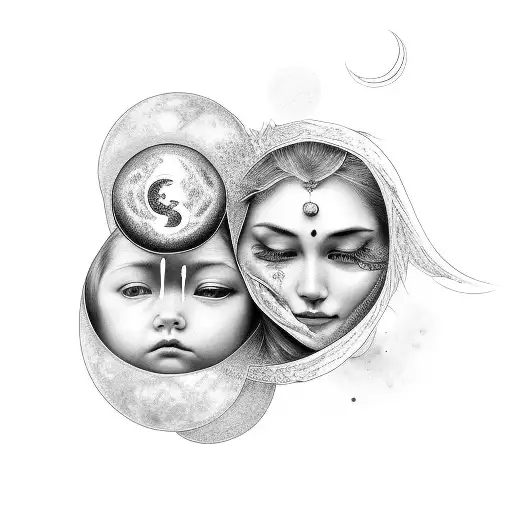 The Eternal Connection Between A Mother And Daughter Symbolized By The Sun And Moon