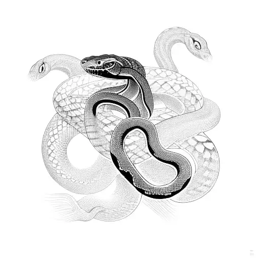 A Snake Intertwined With Traditional Japanese Patterns