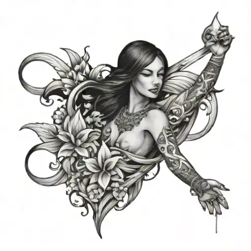 Water Bearer Line Tattoo Design