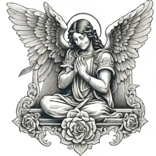 Black Guardian Angel Praying