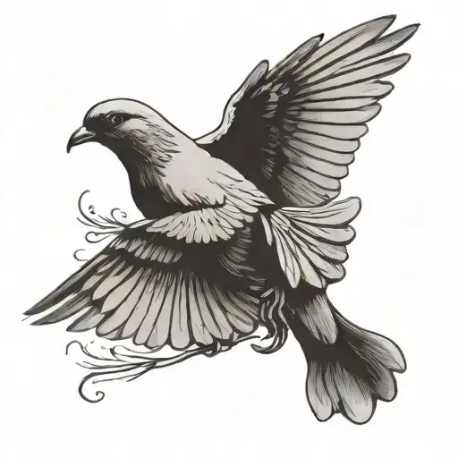 Small Black Doves Flying