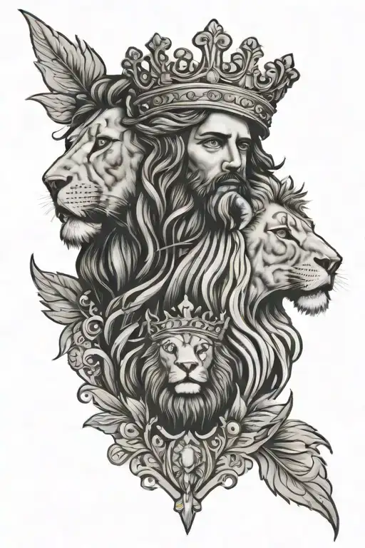 Jesus And Lion Wearing A Crown