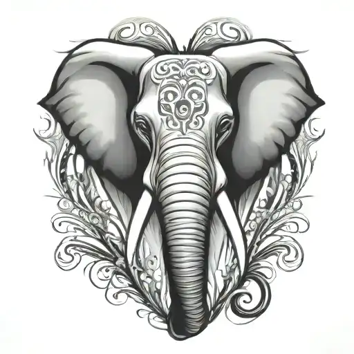 Elephant Face Infinity Symbol Heart Abstract Silhouette