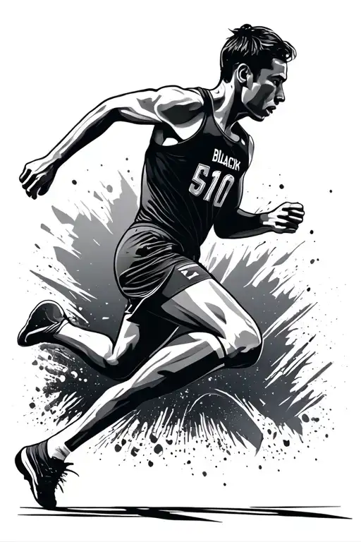 Marathon Runner Crossing The Finish Line With The Word