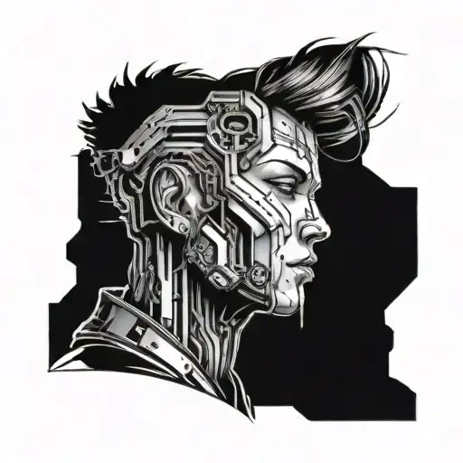 Draw Me A Sketch Of A Cyberpunk Neck