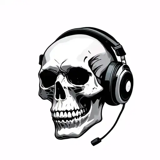 Skull Wearing Headphones