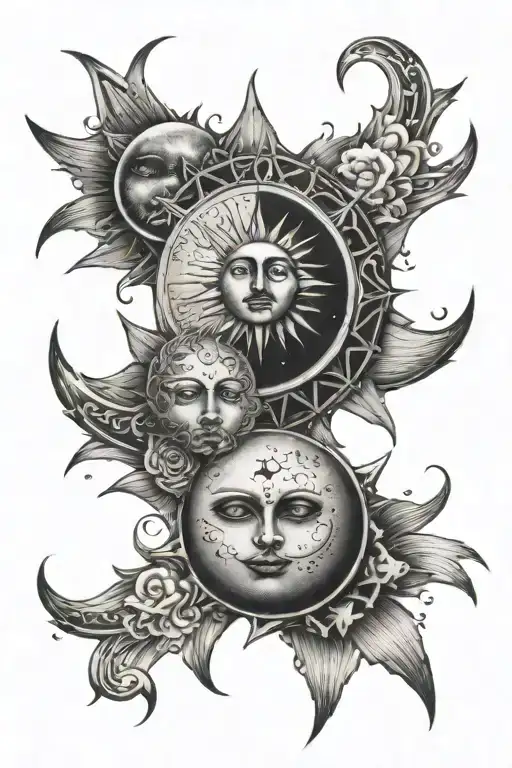 Sun And Moon Between Two Stars
