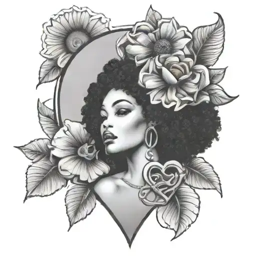 Black Pinup Afro Heart Infinity Symbol With Elephant Head And Heart Puzzle