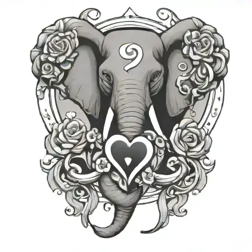 Black Pinup Afro Heart Infinity Symbol With Elephant Head And Heart Puzzle