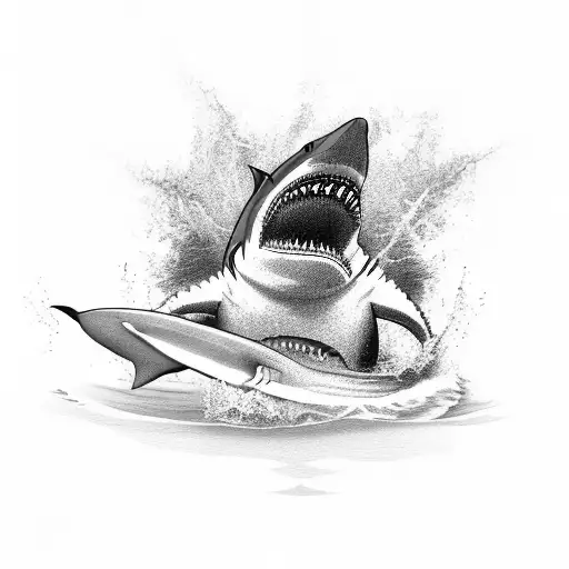 Surfing Shark Fighting A Dog