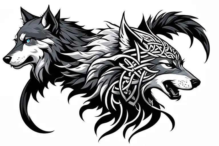 Wolf And Celtic Warrior