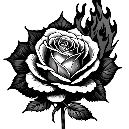 Rose Blooming With Fire