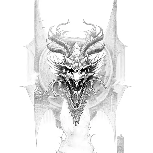 Dragon Bug Destroying A City