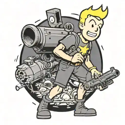 Vault Boy From Fallout Holding A Bomb Drone Crashing