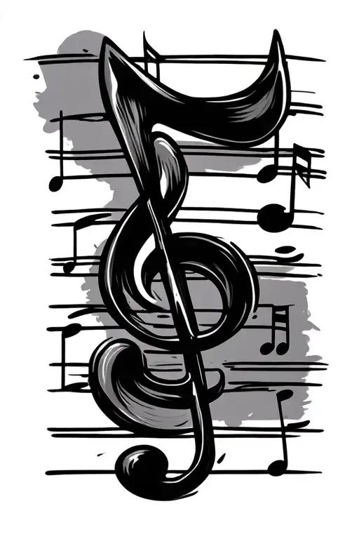 Paint Brush Painting A Music Note