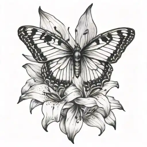 Butterfly On A Lily Flower