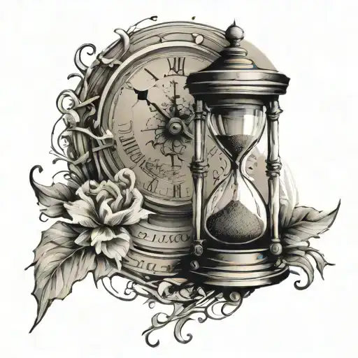 Circle Old Sand Clock Writing With Time Is Limited