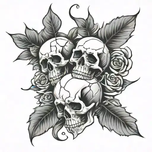 Skull Roses Intertwined