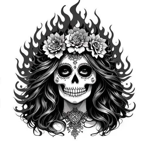 Sugar Skull Fire Goddess Emerging