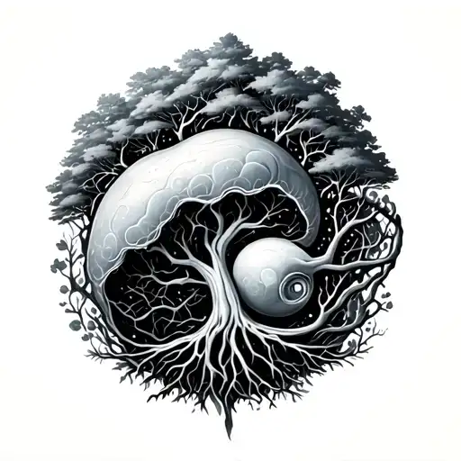 Embryo With Tree Growing Out Of It Lightening Storm