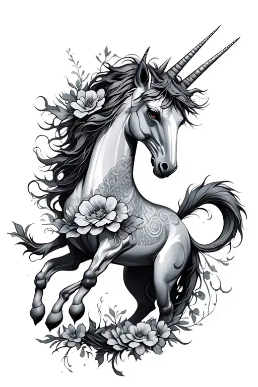 Unicorn With Dragon And Flowers Wrapping