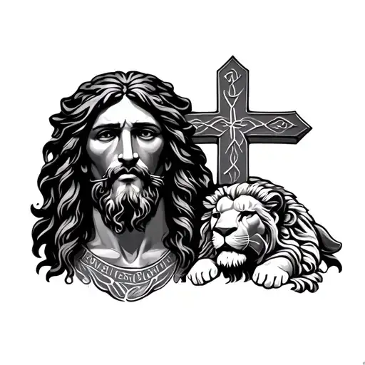 Catholic Cross Jesus Chris Lion Chicano