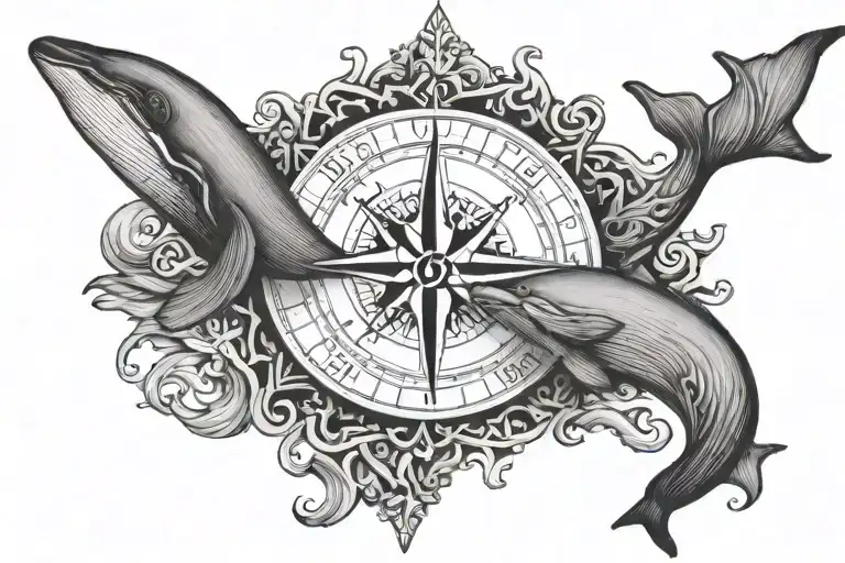 Nordic Compass And Whale