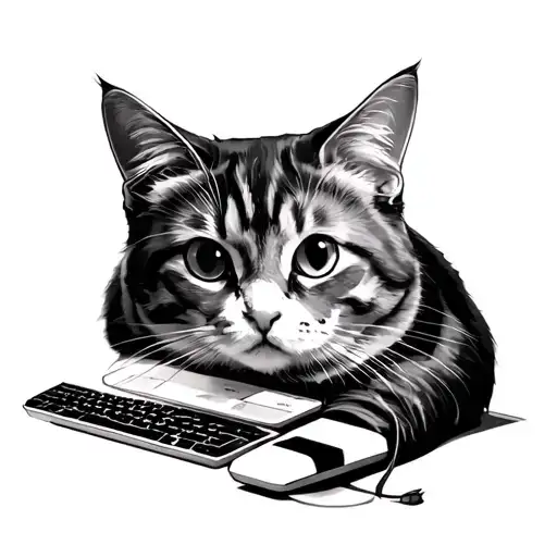 Cat Coding On A Computer