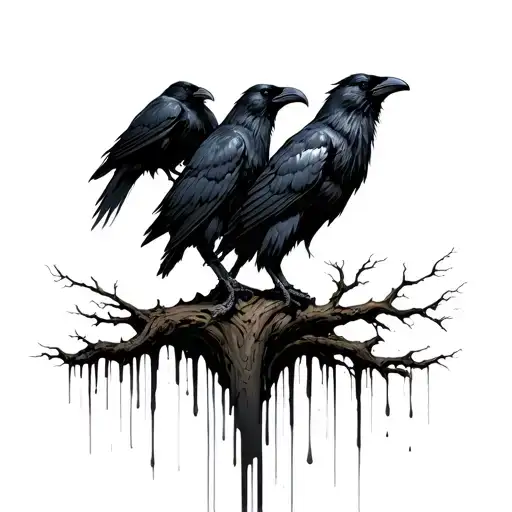 Odin's Ravens With Large Tree Bleeding