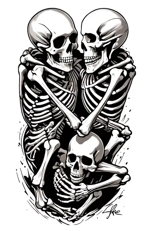 2 Skeletons Fighting For Life Growing