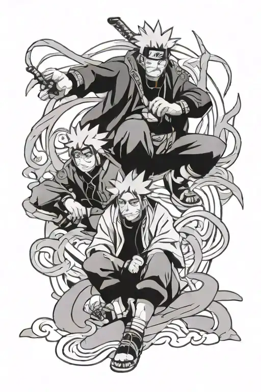 Jiraya And Naruto Sitting Angry