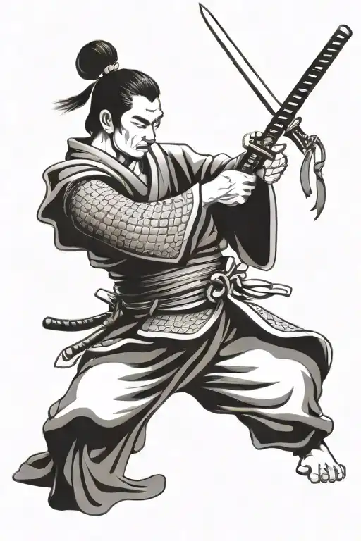 Meditating Samurai Sharpening Sword