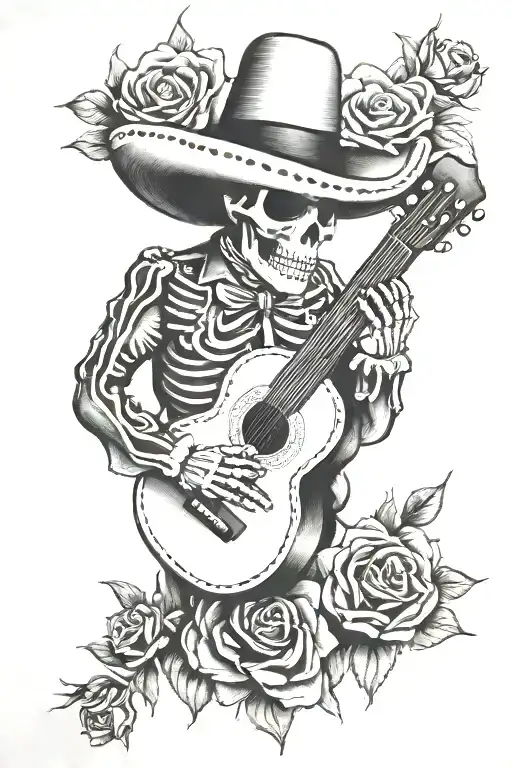 Skeleton Mariachi With Roses