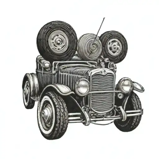 A Car Made From Mixed Sewing Thread