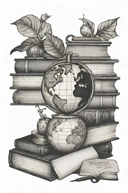 An Apple And A Globe Near A Stack Of Books Symbolizing Teaching And Learning