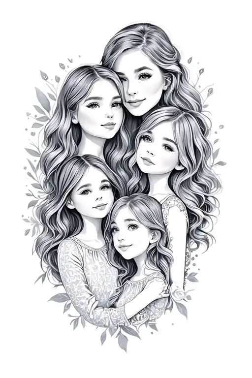 Minimalist Tattoo For Mom And Two Daugher