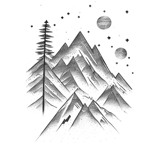 Books With A Mountain Landscape And Stars And Flowers