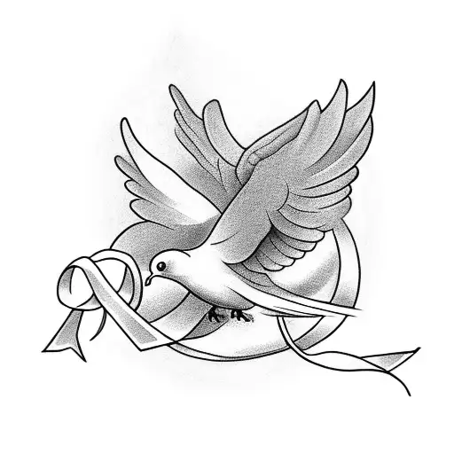 Create A Tattoo Of A Dove Carrying A Ribbon With A Meaningful Scripture